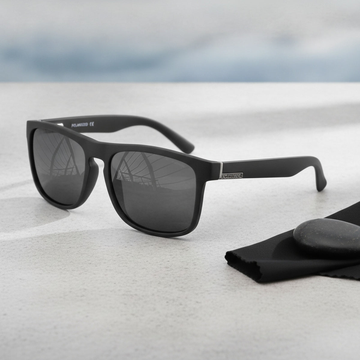 Lunettes De Soleil Carrées Polarisées - Noir