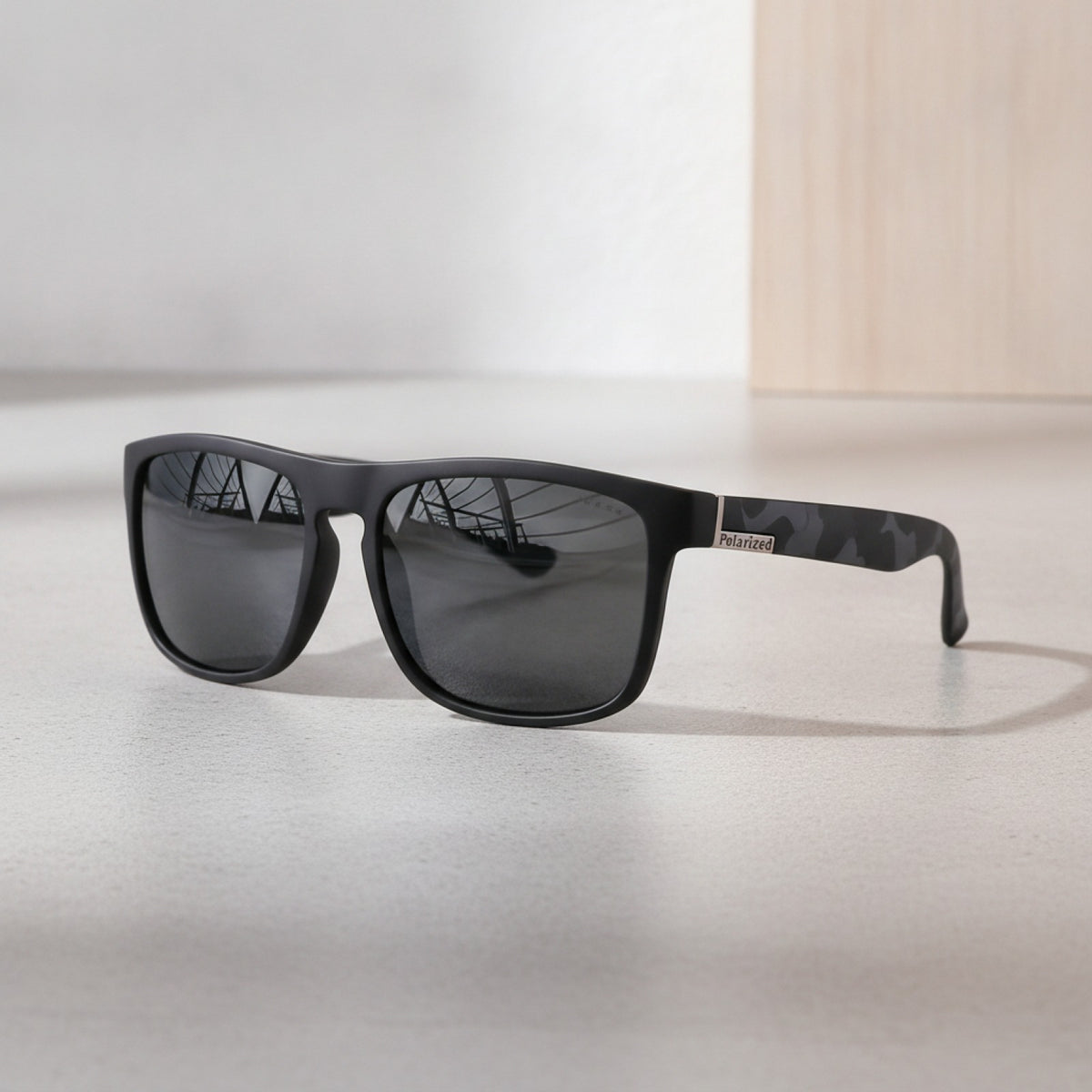 Lunettes De Soleil Polarisées Style Carrées Classiques - Noir