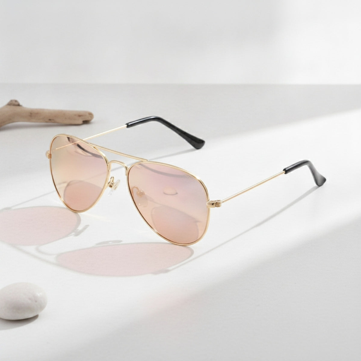 Lunettes de Soleil Enfant Pilote Or Rose Polarisées