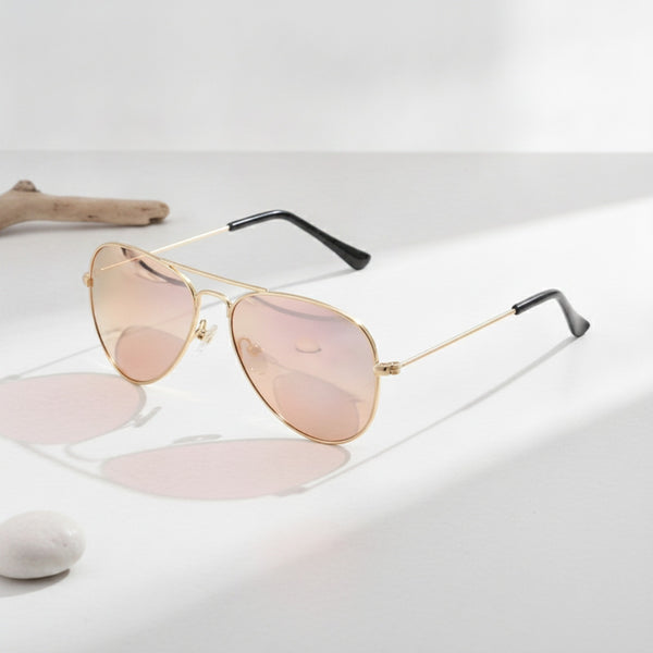 Lunettes de Soleil Enfant Pilote Or Rose Polarisées