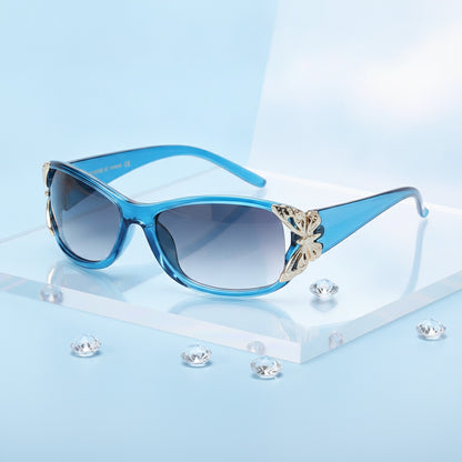 Lunettes De Soleil Papillon Irisées Bleu - Tendance - Protection Anti-éblouissement