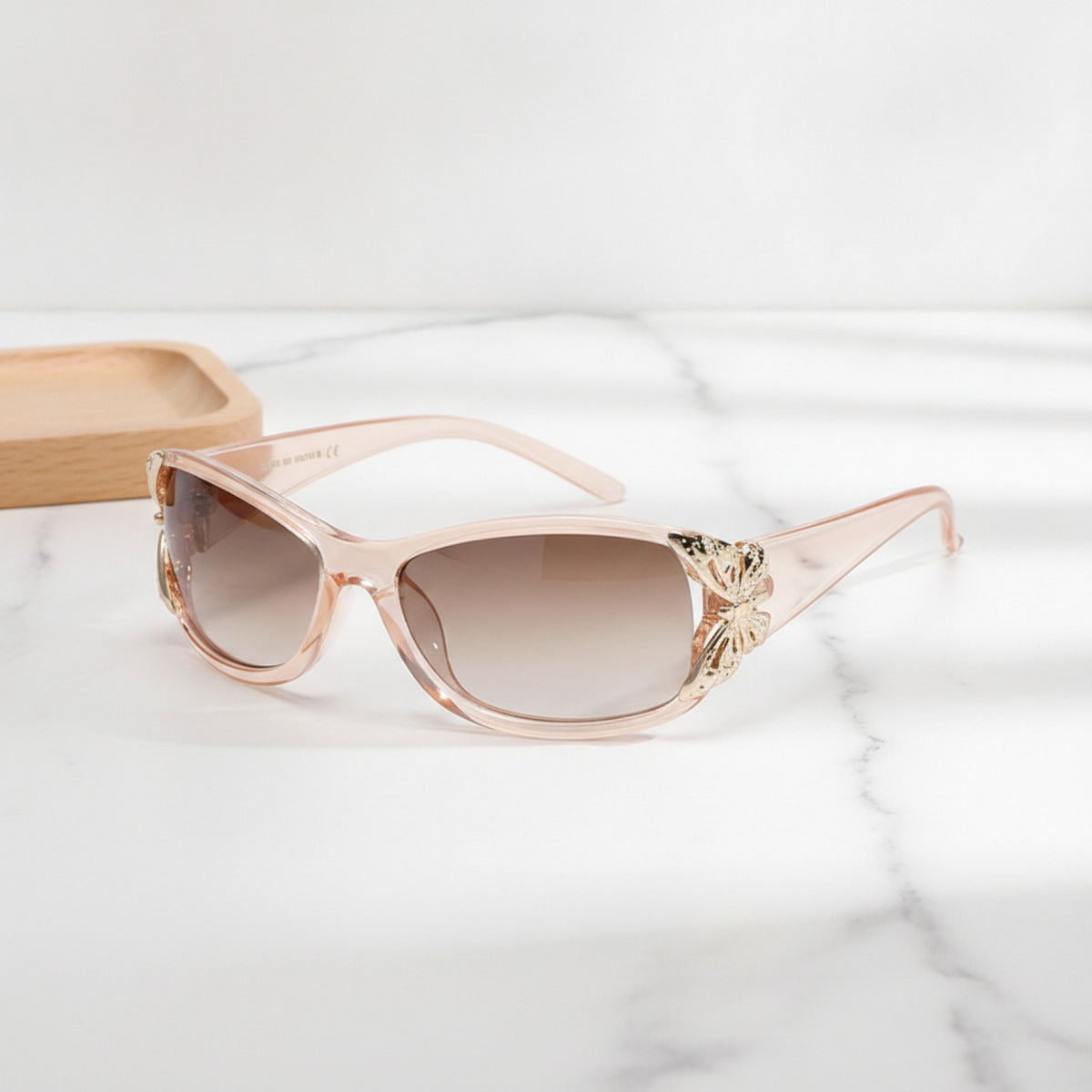 Lunettes De Soleil Papillon Irisées Tendance - Monture Métallique Marron
