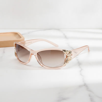 Lunettes De Soleil Papillon Irisées Tendance - Monture Métallique Marron