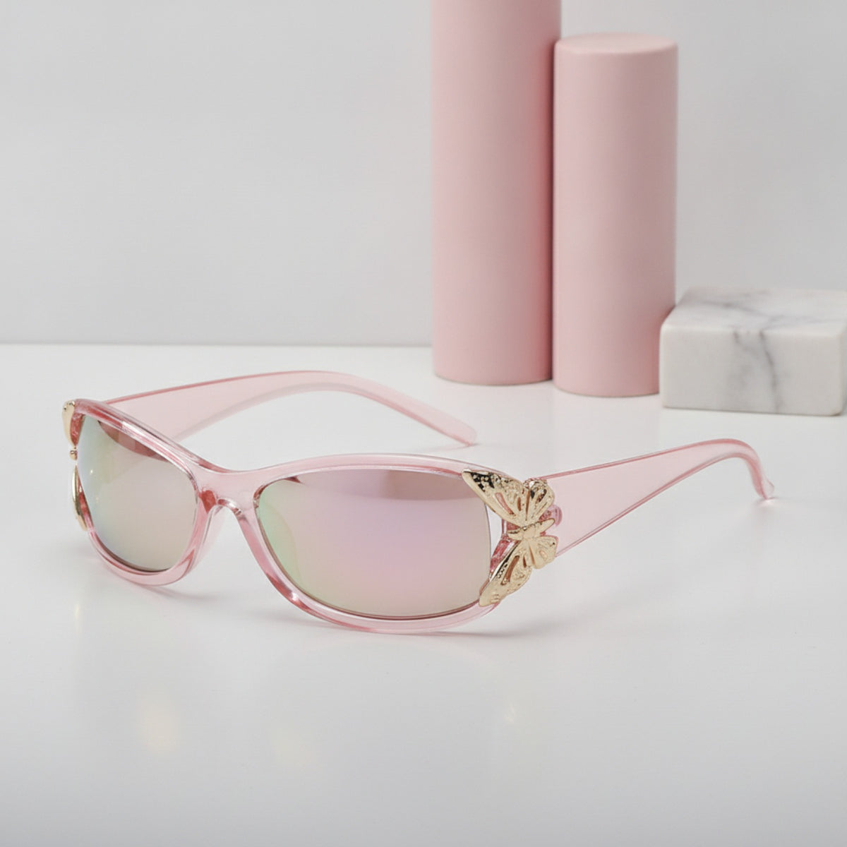 Lunettes De Soleil Papillon Irisées Tendance - Modèle - Rose