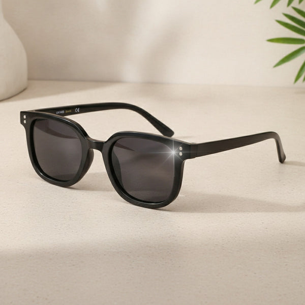 Lunettes de Soleil Carrées Enfant Protections Solaire - Tendance Idéal pour l'Extérieur - Noir Brillant