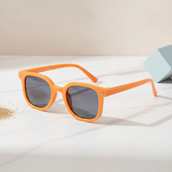 Lunettes de soleil carrées Protection UV pour enfants - Style tendance pour activités extérieures - Orange
