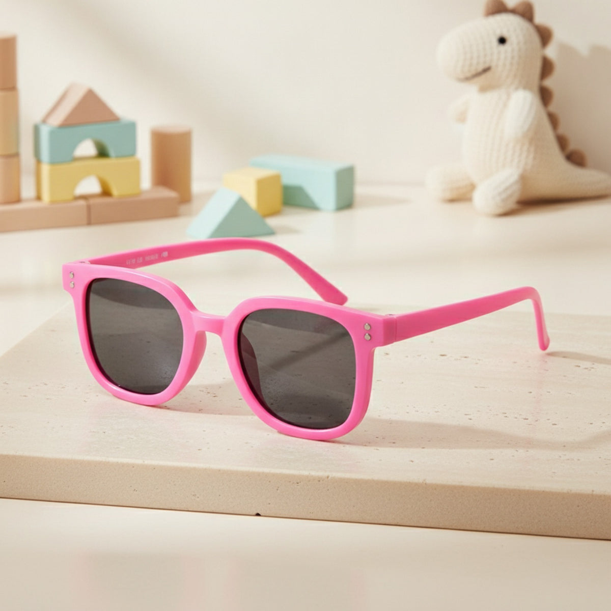 Lunettes De Soleil Carrées Protection UV Pour Enfants - Rose Rouge