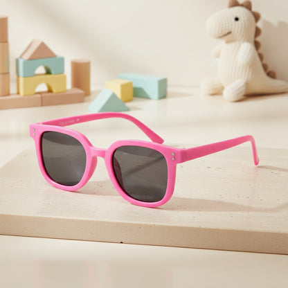Lunettes De Soleil Carrées Protection UV Pour Enfants - Rose Rouge