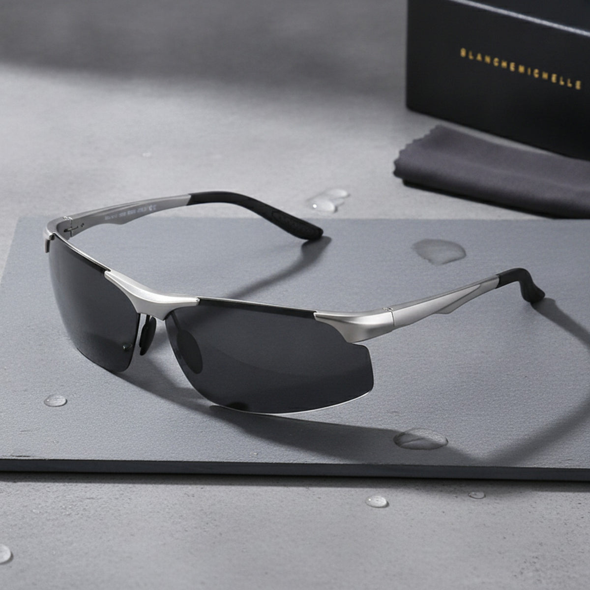 Lunettes De Soleil Polarisées Aluminium Et Magnésium Homme - Argent Noir