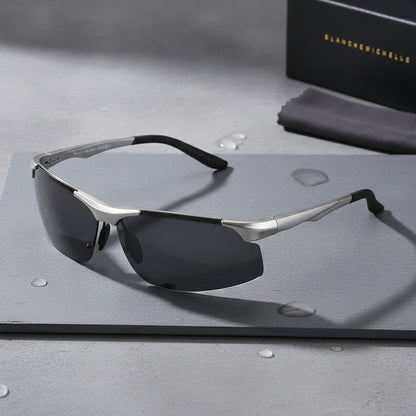 Lunettes De Soleil Polarisées Aluminium Et Magnésium Homme - Argent Noir