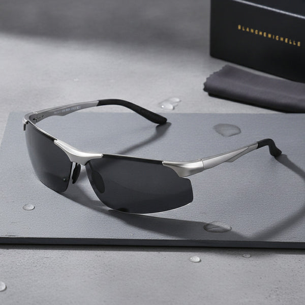 Lunettes De Soleil Polarisées Aluminium Et Magnésium Homme - Argent Noir