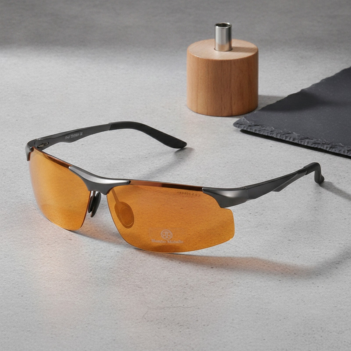 Lunettes De Soleil Polarisées Homme Aluminium Sans Monture - Gris Jaune