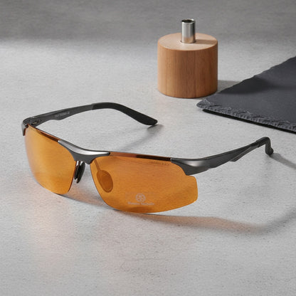 Lunettes De Soleil Polarisées Homme Aluminium Sans Monture - Gris Jaune