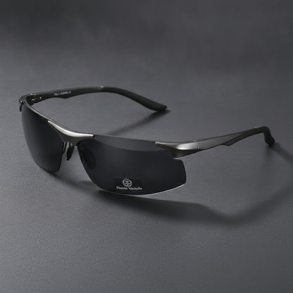 Lunettes De Soleil Polarisées En Aluminium Pour Hommes - Gris Noir