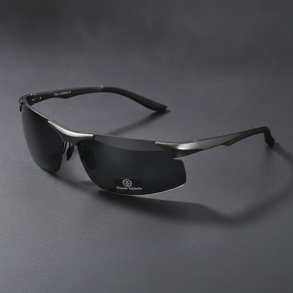 Lunettes De Soleil Polarisées En Aluminium Pour Hommes - Gris Noir