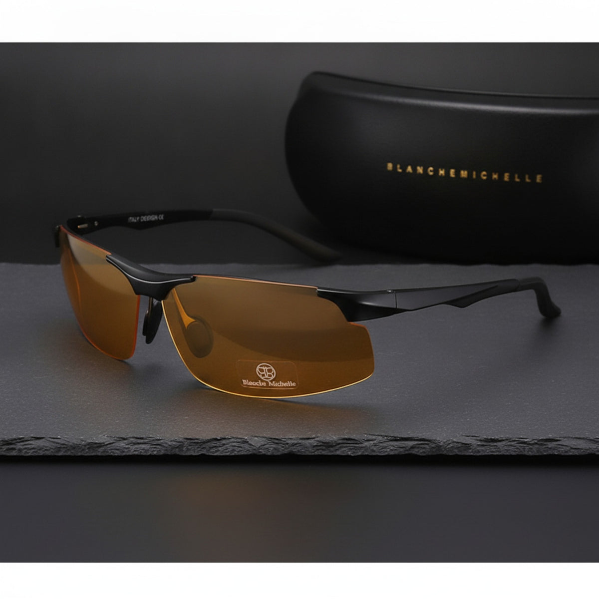 Lunettes De Soleil Polarisées Pour Hommes : En Aluminium - Idéales Pour Le Sport Et La Conduite - Noir Jaune