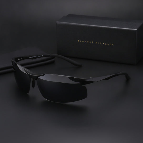 Lunettes De Soleil Polarisées Homme En Aluminium Sans Monture - Noir