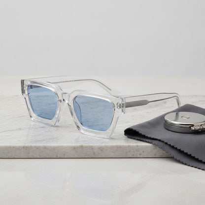Lunettes De Soleil Rectangulaires Polarisées En Acétate, Style Et Luxueux