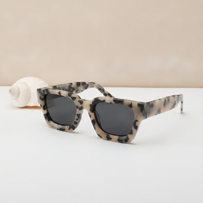 Lunettes De Soleil Rectangulaires Polarisées Acétate - Gris Et blanc Léopard