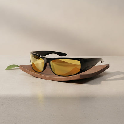 Lunettes De Soleil Rondes Homme - Protection Total - Noire