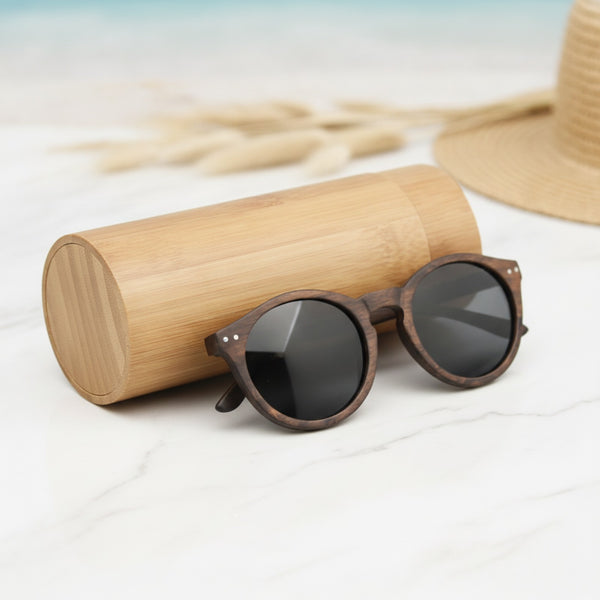 Lunettes De Soleil Vintage Rondes Œil De Chat En Bois - Mixe, Verres Polarisés