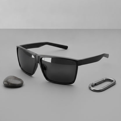 Lunettes De Soleil Sport Homme - Monture Ultra Légère, Style Surdimensionné - Noir Et Gris