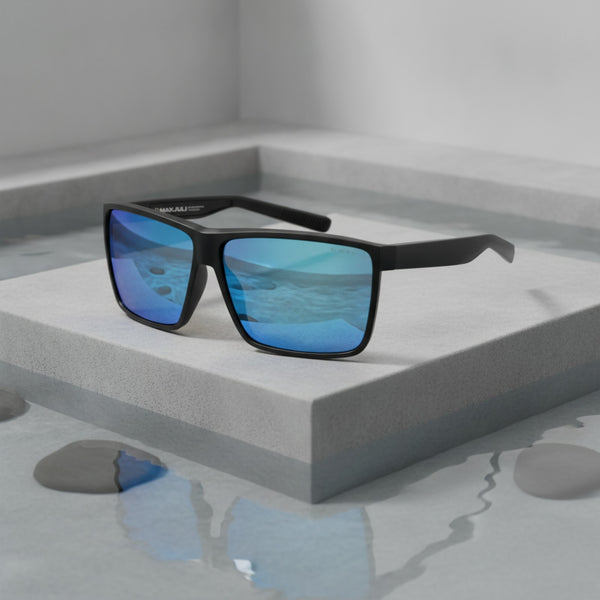 Lunettes De Soleil Sports - Homme - Monture Ultralégère - Style Surdimensionné Noir Et Bleu